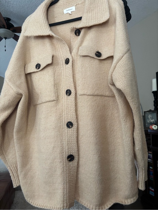 bohme Sweaters - bohme Cream Button-Front Knit Shacket